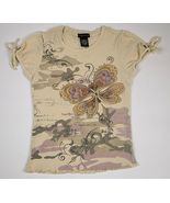 FANG GIRLS SZIE MEDIUM TUNIC TOP SHIRT GLITTERY BUTTERFLY BOWS  - $7.91