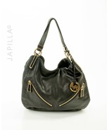 MICHAEL KORS LARGE BLACK SMOOTH LEATHER ZIPPER SATCHEL! - $117.81