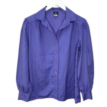 Vintage Pins and Needles Womens Blouse Purple Dot Size M 80s long Sleeve... - £20.06 GBP