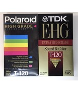 Blank VHS Tape Lot of 2 T-120 Polaroid and TDK E-HG High Grade Sealed - £11.15 GBP