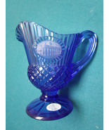 Avon ANTIQUE design pitcher blue glass made by Fostoria, 5 1/2&quot;  - $40.60 CAD