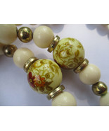 Japanese Asian Peony Flower Bead Necklace Cloisonne Style Beads Vintage ... - $15.20