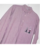 MEN&#39;S BUGS BUNNY EMBROIDERED SHIRT ~ Sz L ~ Light Wine Chambray 1994 vin... - $33.90 CAD
