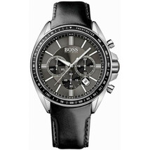 Hugo Boss HB1513085 Driver Mens’ Black Leather Stainless Chrono Watch + ... - $178.38 CAD