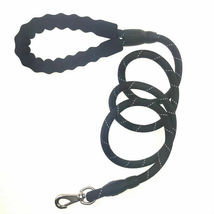 Black Heavy Duty Dog Leash Large Pet Rope Reflective Nylon Leads with Comfy 5Ft - £10.26 GBP