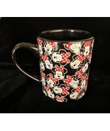 Disney Minnie Mouse Coffee Mug 14 oz Black w Minnie&#39;s Face Red Polka Dot... - $150.57 MXN