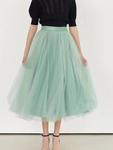 Mint Green Tulle Midi Skirt Outfit Green Wedding Bridesmaid Tulle Skirts Custom image 6