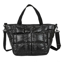 Winter Warm Tote Women&#39;s Bag Nylon Waterproof Quilted Plaid Female Shoulder Cros - £20.11 GBP