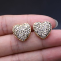 Fashion Silver Color Gold Color Heart Shape Stud Earrings For Women Vintage Cubi - £18.57 GBP