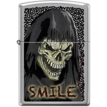 Zippo Lighter - Skull Smile Brushed Chrome - 854468 - £21.55 GBP