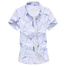 Men Short Sleeve Cotton Flower Shirt Mens Dress Shirts - £23.15 GBP