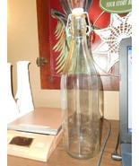 VINTAGE RIBBED SODA MINERAL WATER 12.75&quot;-TALL CLEAR GLASS BOTTLE WITH ST... - £7.97 GBP