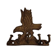 Solid Brass Hanging Eagle Key Holder Vtg Wall Mount 5 Hooks Car House Ke... - $11.26