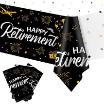 Retirement Decorations, 3Pcs Black And Gold Happy Retirement Tablecloth,... - £18.78 GBP