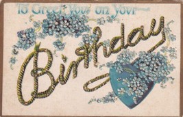 To Greet You On Your Birthday Blue Flowers Heart St. Paul KS RPO Postcar... - £2.39 GBP