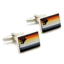 Bear Pride Flag Cufflinks Gay Lgbtq Stainless Steel High Quality New W Gift Bag - £11.85 GBP