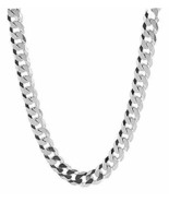 Men&#39;s Cuban Link Chain Necklace 22&quot; 14K White Gold Over Silver - £196.26 GBP