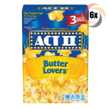 6x Packs | Act II Butter Lovers Flavor Microwave Popcorn | 3 Bags Per Pack - £21.97 GBP