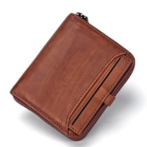 PNDME retro high quality leather men&#39;s women&#39;s wallet casual simple cowhide shor - £30.57 GBP