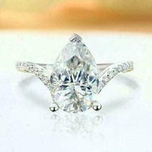 3.00 Ct Pear Cut Simulated Diamond Solitaire Engagement Ring 925 Sterling Silver - £94.95 GBP