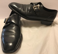 Bragano by Cole Haan Black Monk Strap Dress Shoes Size 8.5 Buckle Formal Slip On - £116.78 GBP