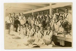 World War 2 Enlisted US Navy Sailors Undress White Uniforms Special Dinner Photo - £37.15 GBP