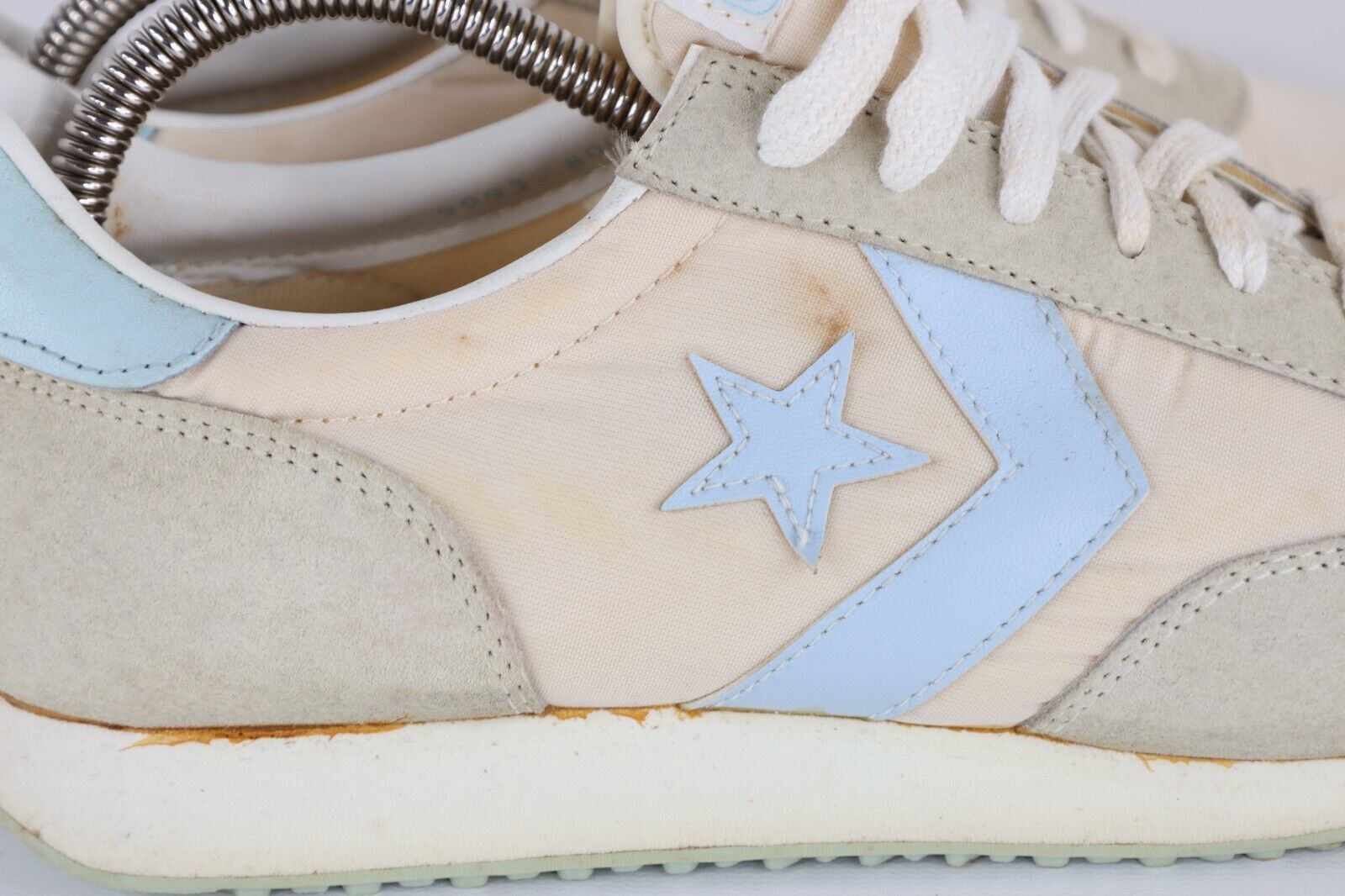 Deadstock Vtg 80s Converse Womens 10 One Star Suede Nylon Shoes Sneakers Blue