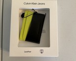 Calvin Klein Men&#39;s Monogrammed Logo Card Case Open-Black/Yellow - $23.99