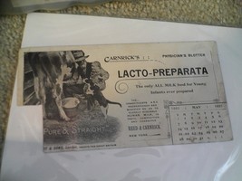 Vintage 1893 Advertising Ink Blotter Carnick&#39;s Lacto Preparata Infant Milk - $332.16 MXN