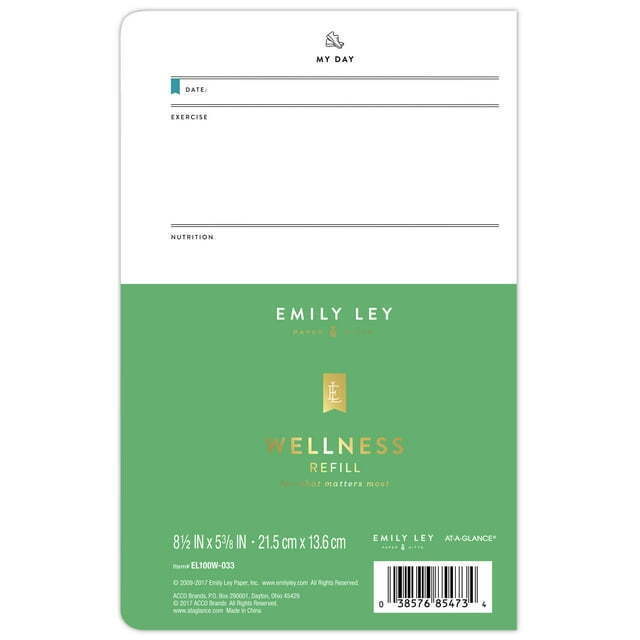AT-A-GLANCE Emily Ley Simplified System Wellness Refill, Desk Size, 5 3/8" x 8 1 - £20.23 GBP