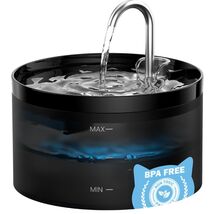 Stylish Black Cat &amp; Dog Water Fountain - 2L Capacity with Dual Flow Modes - $39.55