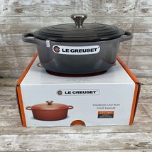 Le Creuset 9 in 2.6L 2.75qt Oval Dutch Oven Enameled Cast Iron Flint Oyster Gray - £155.50 GBP