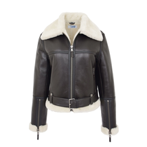 DR228 Women&#39;s Retro Sheepskin Leather Jacket Short Brown - £297.84 GBP