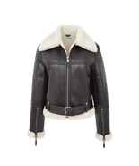 DR228 Women&#39;s Retro Sheepskin Leather Jacket Short Brown - £295.27 GBP