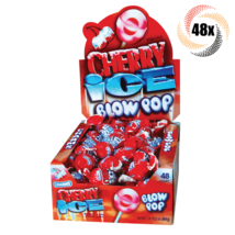Full Box 48x Pops Charms Cherry Ice Bubble Gum Filled Blow Pops Lollipop | .65oz - £16.22 GBP