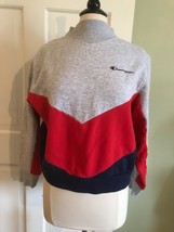 Vintage Champion Stripe Colorblock Cropped Sweatshirt hip hop BOHO 44&quot; chest - £58.84 GBP