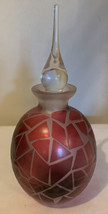Red Glass Perfume Bottle Bohemian Art Glass Look Alike Heavy Beautiful - £96.56 GBP