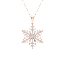 10K Rose Gold 0.15Ct Diamond Snowflake Pendant Necklace - £231.80 GBP