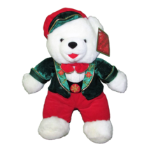 2001 SNOWFLAKE Friends TEDDY Plush Stuffed 13&quot; Red Green Boy Christmas T... - £12.34 GBP