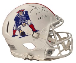 Tom Brady Autographed &quot;Let&#39;s Go&quot; Authentic Patriots Tb Helmet Fanatics Le 12/12 - £7,107.49 GBP