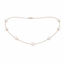ANGARA 16&quot; Freshwater Pearl Station Necklace in 14K Solid Gold - £589.20 GBP