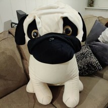 Enormous XL Beige Black Pug Dog 26&quot; H Soft Plush Plushie Stuffie - £42.57 GBP