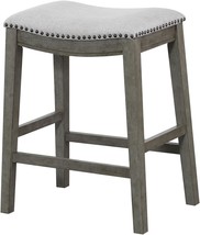 Osp Home Furnishings Metro 24-Inch Counter Height Saddle Stool With Nailhead - £102.31 GBP