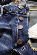 NEW Men&#39;s AEO Slim SELVEDGE Jeans Faded Dark Indigo Button Fly  33 x 30  $128 - £79.12 GBP