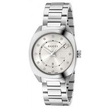 Gucci YA142403 Women&#39;s GG2570 Silver-Tone Quartz Watch - £495.39 GBP