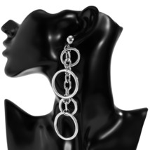 SHIXIN Punk Long Big Circle Link Chain Earrings for Women Hiphop Stateme... - £8.91 GBP