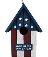 Wood Bird House US Flag JULY 4TH Garden Decorative Wooden HANGING SMALL ... - $24.99