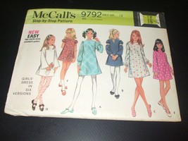 McCall's 9792 Girl's Dress Pattern - Size 12 Chest 30 Waist 25 1/2 - $14.02