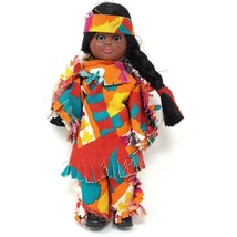 Native American Indian Girl 5.5 Inch Doll Eyes Open and Close Vintage Multicolor - £17.48 GBP