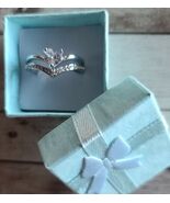 Silver-Tone Band ~ Heart Moissanite Gem w/Faux Diamonds ~ Size 10 Ring - $20.00